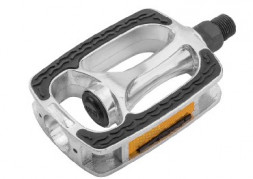 Аксессуары для вело-техники STELS Педали JD-297 алюминиевые серебристые 9/16" со светоотраж.*360150*LU089607