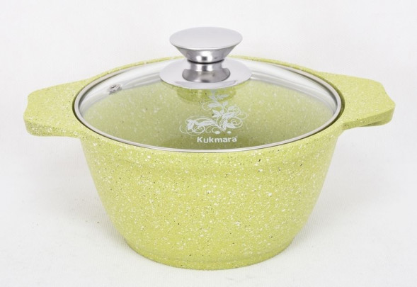 Кастрюля KUKMARA к11tsl а/пр литая 1,0л стекл/кр Trendy style lime
