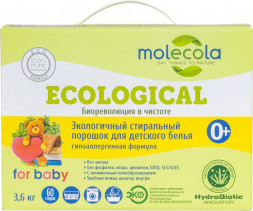 порошок для стирки MOLECOLA Экологичный стиральный порошок для белого и цветного детского белья 3600 г, 71508