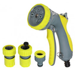 Набор садовый для полива INBLOOM Набор садовый для полива (пистолет 8 реж., переходник 2шт., штуцер 1/2'-3/4') 161-021