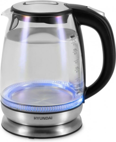Чайник HYUNDAI HYK-G8800 1.7л. 2200Вт черный/серебристый (стекло)