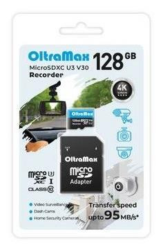 Карта памяти OLTRAMAX MicroSDXC 128GB Class 10 (U3) V30 Recorder + адаптер (SD 95 MB/s)
