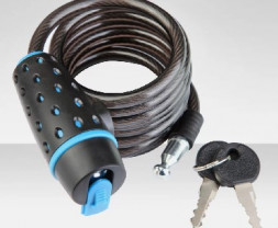 Аксессуары для вело-техники STELS Трос-замок 87318 с ключом со стальн. тросом 8х1800мм, чёрный 540019*LU033080