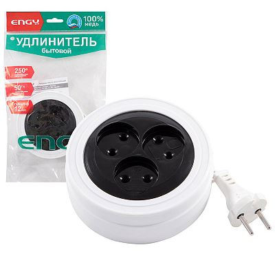 Удлинитель ENGY Удлинитель ENGY &quot;Рулетка&quot;, 3м/3роз (ШВВП 2х0,75) 186709