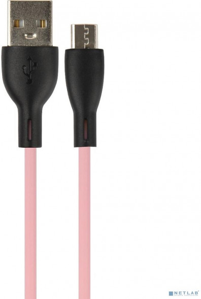 Кабель PERFEO (U4025) SILICON USB A вилка - Micro USB вилка, 2.4A, розовый, силикон, длина 1 м