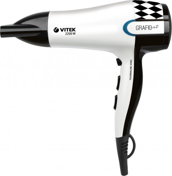 VITEK Фен VT-2299 W, 2200Вт, белый и черный