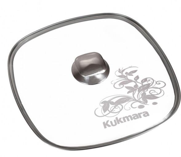 Крышка KUKMARA с28-2т112 стекл квадр 28х28см нерж/руч с деколью