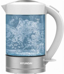 Чайник HYUNDAI HYK-G9990 1.5л. 2000Вт белый/серебристый (стекло)