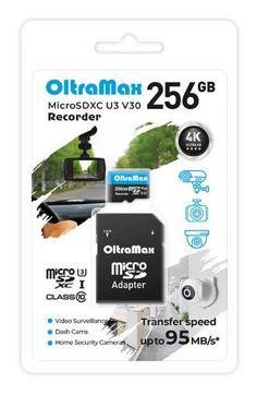 Карта памяти OLTRAMAX MicroSDXC 256GB Class 10 (U3) V30 Recorder + адаптер (SD 95 MB/s)