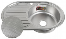 Мойка врезная FABIA 62329DR Мойка 77х50 врезная декор правая 0,8 мм + большой сифон с переливом