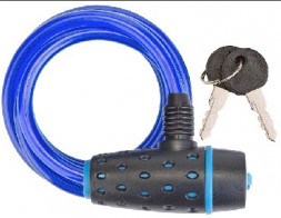 Аксессуары для вело-техники STELS Трос-замок 87318 с ключом со стальн. тросом 8х1800мм, чёрно-синий 540055*LU059791