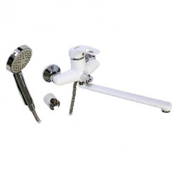 Смеситель для ванны OSKAR 6328 Смеситель в ванную длинный . нос БЕЛЫЙ ГРАНИТ , шаровый с дивертором на корпусе