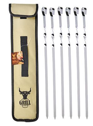 Шампура GRILLBOOM Набор шампуров 6шт, нерж.сталь, 45см, в чехле 103-018