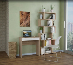 Стол письменный МЕБЕЛЬ-КОМПЛЕКС Нордик исп.1 Дуб сонома светлый/Белая Аляска (1 уп.)