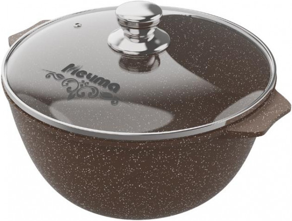 Казан МЕЧТА 57806 со стеклянной крышкой. &quot;Гранит brown&quot; 7,0л