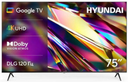 HYUNDAI Телевизор LED 75" H-LED75BU7011 Google TV Frameless Metal черный 4K Ultra HD 60Hz MEMC DVB-T DVB-T2 DVB-C DVB-S DVB-S2 USB WiFi Smart TV