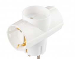 Тройник электрический ВЕЛЛКОНТ Тройник электрический ТС-3 Викей 2 гн. с/з, 1 гн. б/з,16А,ТС-3-2з, белый 104956