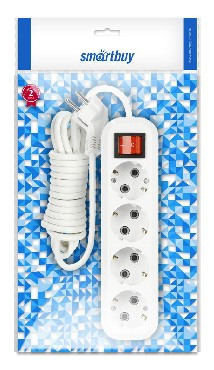 Удлинитель с заземлением SMARTBUY (SBE-16-4-05-ZS) 4 гнз х 5,0 м (16А/3.5кВт, ПВС 3х1.0)
