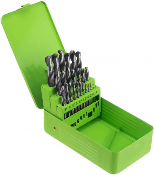 Набор сверл СИБРТЕХ Набор сверл по металлу, 1-13 мм (через 0,5 мм), 25 шт., HSS, в металлической коробке// СИБРТЕХ Набор сверл по металлу, 1-13 мм (через 0,5 мм), 25 шт., HSS, в металлической коробке//