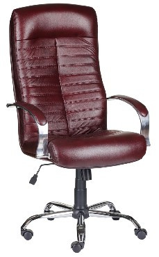 Кресло компьютерное OLSS кресло КОНСУЛ Хром, бордо, натуральнвя кожа