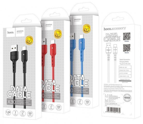 Дата-кабель Type-C HOCO (6957531091189) X30 USB (m) - Type-C (m) 1.2m - красный