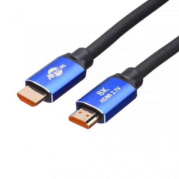 Кабель HDMI ATCOM (AT8884) Кабель HDMI 2 м (HIGH speed, Metal gold, блистер) 8K VER 2.1