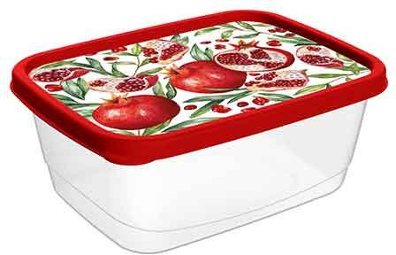 Контейнер IDILAND Optima Scarlet для продуктов прямоугольный 1,5л с декором (красный) 221153806/03
