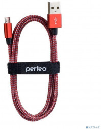 Кабель PERFEO (U4803) USB A вилка - Micro USB вилка, красно-белый, длина 1 м