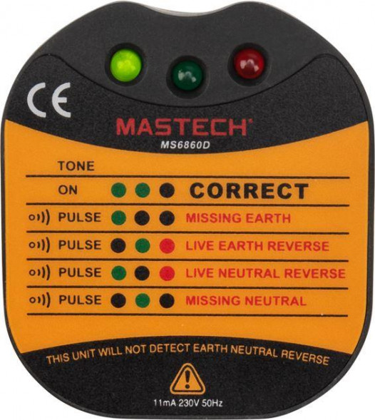 Тестер MASTECH (13-1260) Тестер розеток MS6860D