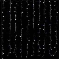 LED гирлянда FUNRAY Занавес CL-200W, 2,1*1,5м, 200LED, хол.белый, прозр. шн. 1,5м,220в, IP20,