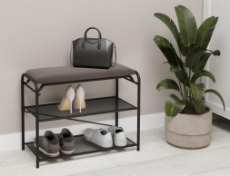 Подставка для обуви ЗМИ Подставка для обуви Гранада 23_НБК с сиденьем, ткань нубук (Черный) ПДОГ23СНБК Ч