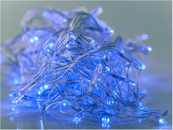 Светодиодная гирлянда ECOLA N4YB15ELC LED гирлянда 220V IP44 Нить 15м 200Led Синяя Blue, 8 режимов, прозр.провод с вилкой синий
