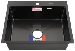 Кухонная мойка GFFRANK 60502G Мойка врезная 60х50 см цвет графит, толщина 2,0 х 0,6 мм, глубина 200 мм + большой сифон с переливом