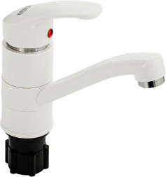 Смесители BRIMIX 5692 Смеситель для раковины, кухонной мойки шаровый, с поворотным изливом 15 см, из высокопрочного АБС пластика, цвет БЕЛЫЙ