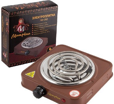 Плитка электрическая МАТРЁНА МА-060 коричневый однокомфорочная