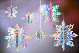 ВОЛШЕБНАЯ СТРАНА Набор голографических подвесокСнежинка 18шт (109921)