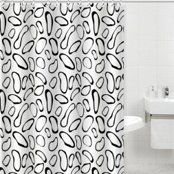 Штора для ванной GOTA ROCIO 00016201 Штора д/ванной комнаты Black and White 180*180 1/25