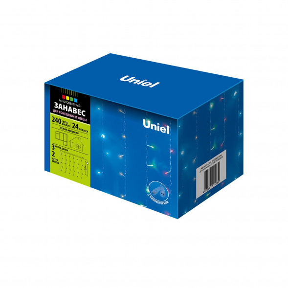 Электрогирлянда UNIEL UL-00007216 ULD-C3020-240/TTK MULTI IP44 Занавес, 3х2м. Соединяемый. 240 светодиодов. Разноцветный свет