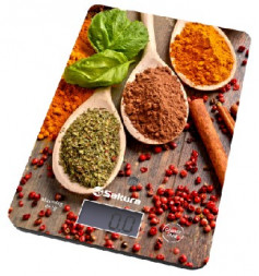 Весы кухонные SAKURA SA-6077DS темн. дерево специи