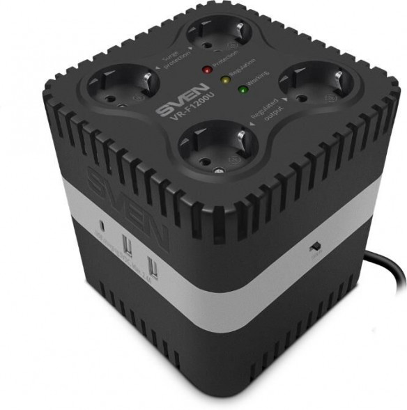 Стабилизатор SVEN VR-F2000U , черный SVEN VR-F2000U , черный