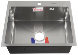 Кухонная мойка GFFRANK 60502 Мойка врезная 60х50 см, толщина 2,0 х 0,6 мм, глубина 200 мм + большой сифон с переливом
