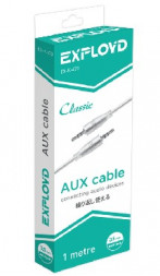 Кабель AUX Jack 3,5mm EXPLOYD EX-K-473 Кабель AUX Jack 3,5mm (M) - Jack 3,5mm (M) круглый стерео аудио 1M белый Classic