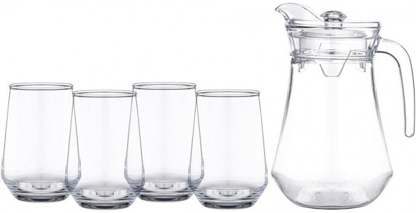 LEFARD НАБОР ДЛЯ СОКА/ВОДЫ 5 ПР.: КУВШИН 1,5 Л + 4 СТАКАНА 390 МЛ 172-175