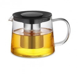 Чайник заварочный TECO TC-303 из стекла и пластика с ситом из нержавеющей стали черный 600 мл