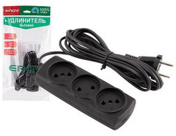 Удлинитель ENGY Эконом 3м/3роз. (ШВВП 2х0,75) черный 186747