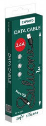 Кабель EXPLOYD (EX-K-1493) USB - microUSB/круглый/силикон/чёрный/1М/2.4A