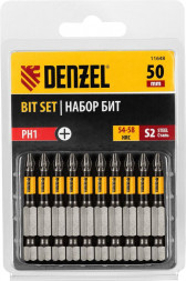 Набор бит DENZEL Набор бит PH1х50, сталь S2, круглый профиль, 10 шт. 11648
