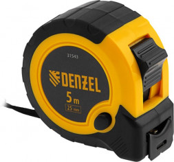 Рулетка DENZEL Рулетка 5м х 25мм, двухкомп. корпус, кнопка-пауза 31543