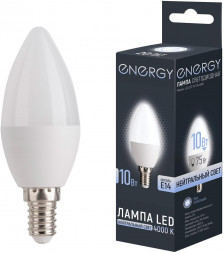 Лампа светодиодная ENERGY LED С37-10-E14-4000 (109292)
