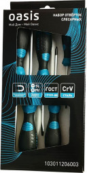 Набор отверток OASIS CR-V (SL 3,5,6/PH 0,1,2) 103011206003
